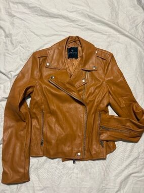Bagatelle Collection Tan Vegan Leather Moto Jacket - Size S